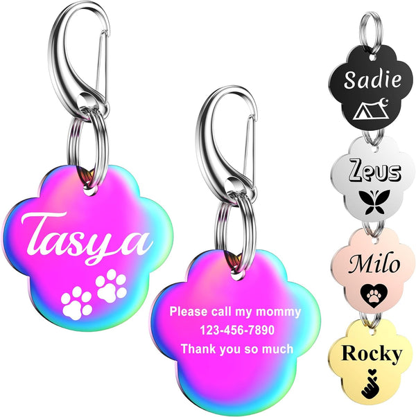 Dog Tags Engraved - GISUREY Personalized Dog Tag with 48 Icons Symbols - Stainless Steel and Double-Sided Engraving - Pet ID Tag with 5 Color Options and 2 Split Rings (Paw) MY005/B0CGCNJSHG