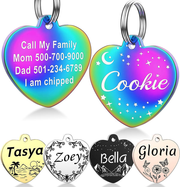 GISUREY Dog Tags Stainless Steel Pet Tags Personalized Double-Sided Engraved Dog and Cat Tags Custom Pet Name ID Tag, Various Design Options (Heart) ML01/B0C2PY9654
