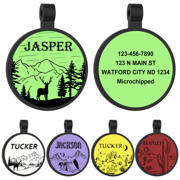 Silicone Dog Tags - GISUERY Silent Dog Tag - No More Jingling and Waterproof - Personalized Indoor Dog Tag with Double-Sided Engraving - Soundless Puppy Kitten Pet ID Tag (Round - Multistyle)
