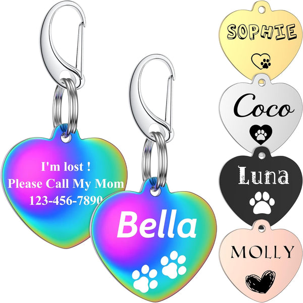 Dog Tags Personalized for Pets - GISUREY Dog Name Tag Engraved with 48 Icons Symbols - Stainless Steel and Double-Sided Engraving - Pet ID Tag with 5 Color Options and 2 Split Rings (Heart) MY005/B0C58XBPP3