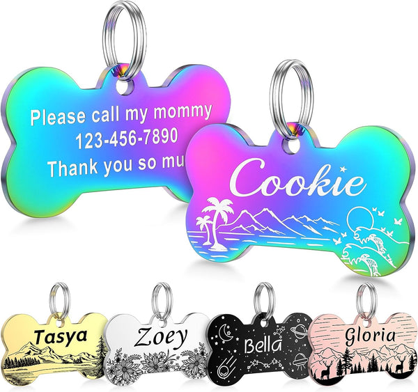 GISUREY Dog Tags Stainless Steel Pet Tags Personalized Double-Sided Engraved Dog and Cat Tags Custom Pet Name ID Tag, Various Design Options (Bone) ML01/B0BZVV3JTX
